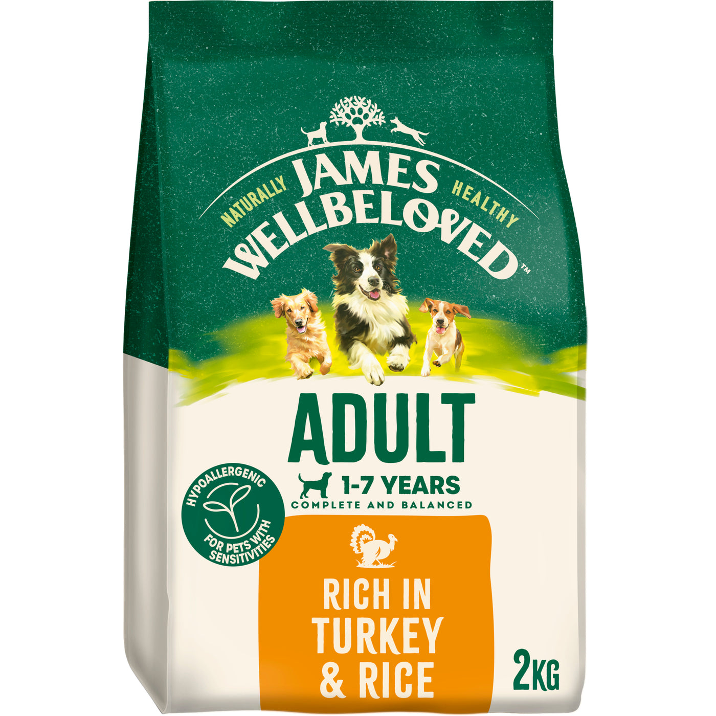 James Wellbeloved Turkey & Rice Kibble Adult Maintenance 2kg