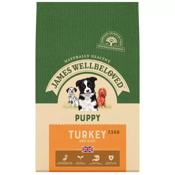 James Wellbeloved Turkey Rice Kibble Puppy Performance 7.5