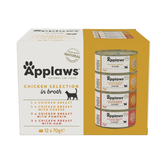 Applaws Cat Chicken Deluxe Selection Broth Tins 12x70g