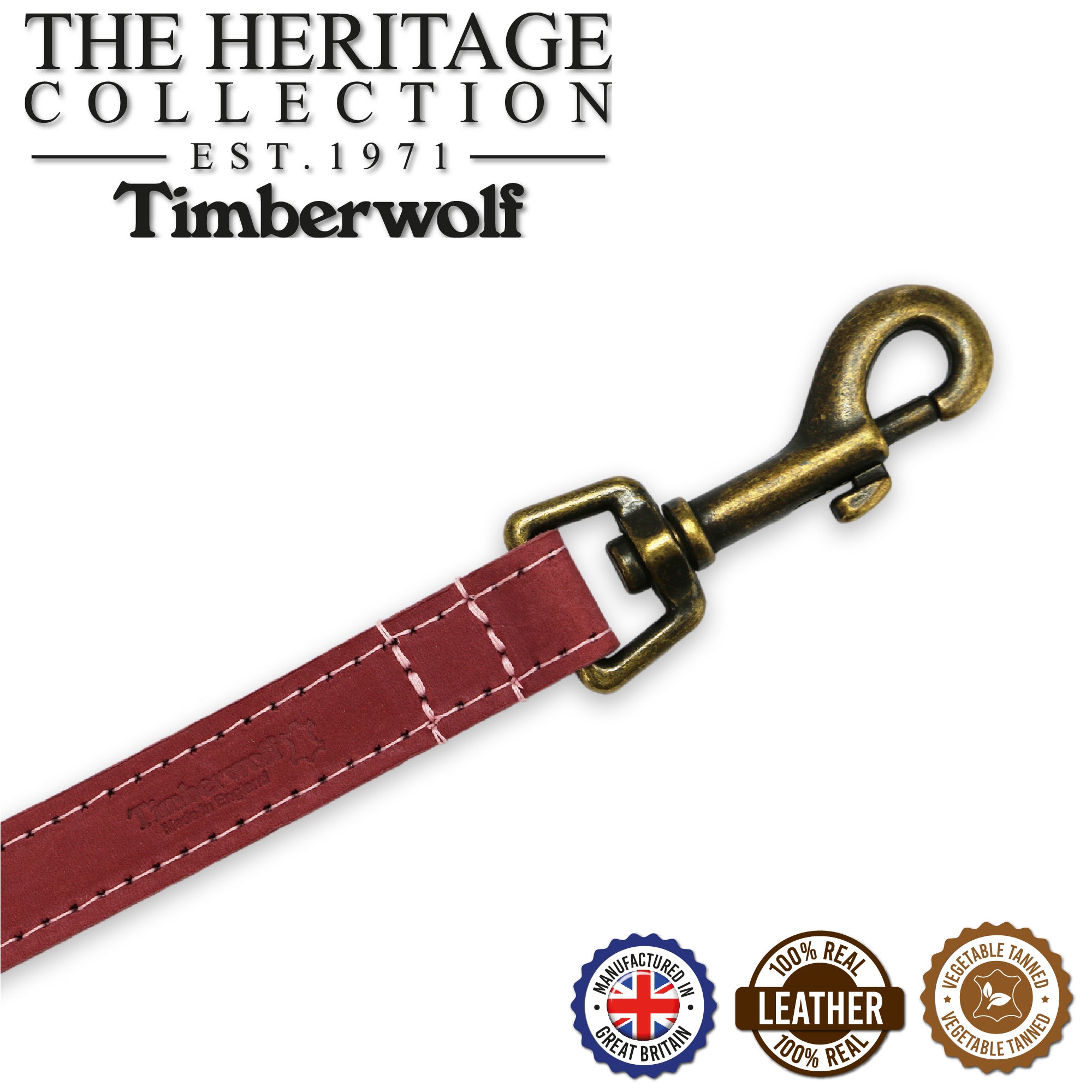 Ancol Timberwolf Leather Lead Raspberry 1mx19mm
