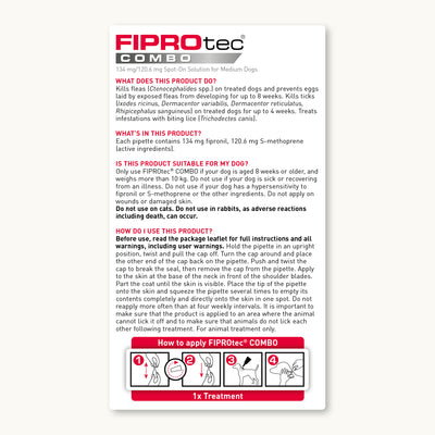 Beaphar Fiprotec Combo Flea & Tick Spot-On Medium Dogs 1 Pipette
