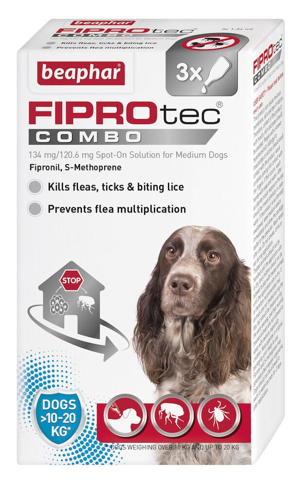 Beaphar Fiprotec Combo Flea &amp; Tick Spot-On Medium Dogs 3 Pipette