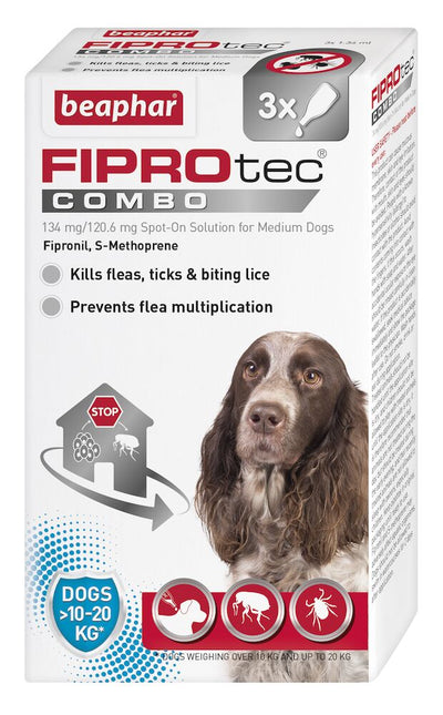 Beaphar Fiprotec Combo Flea &amp; Tick Spot-On Medium Dogs 3 Pipette