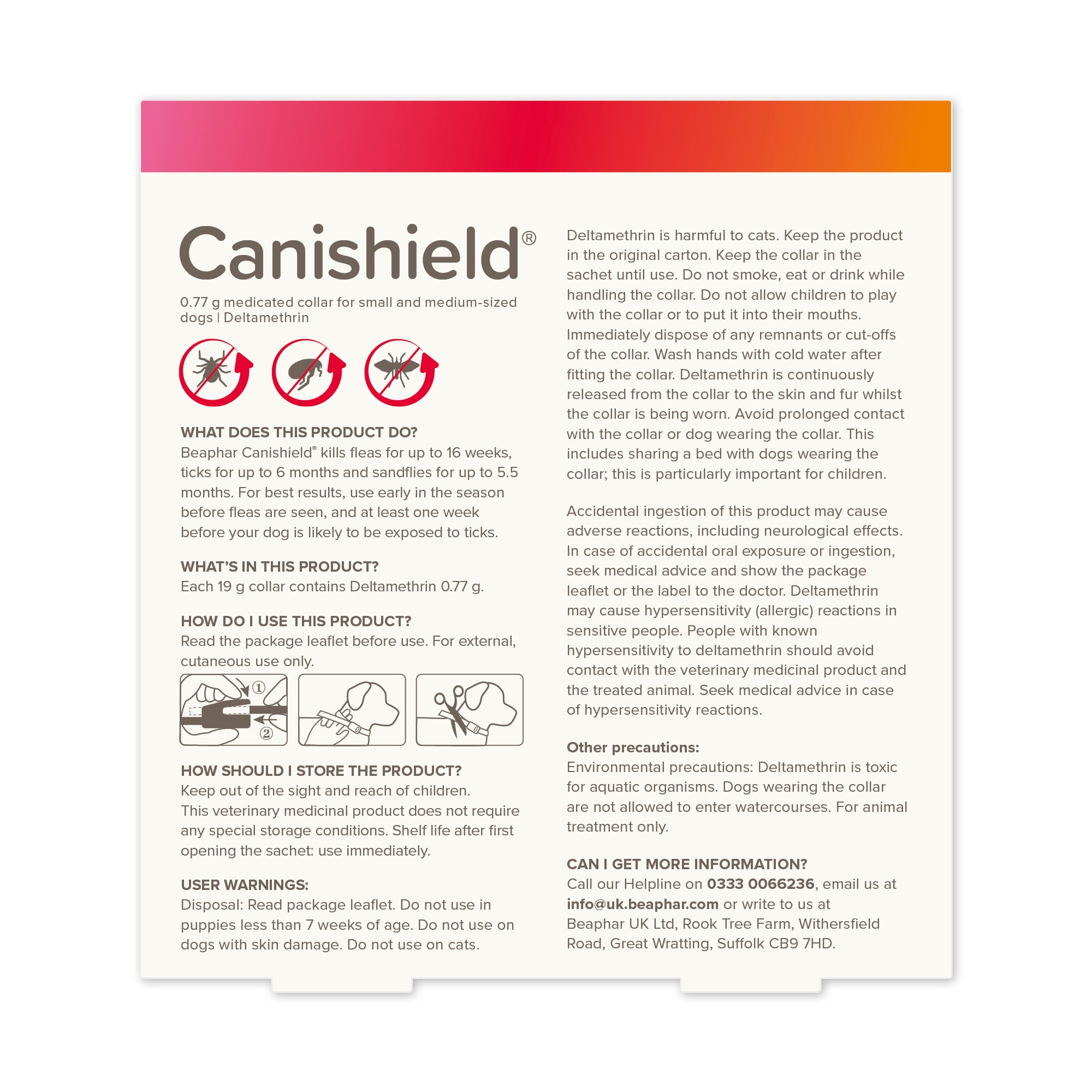 Beaphar Canishield Flea And Tick Dog Collar Small 48cm