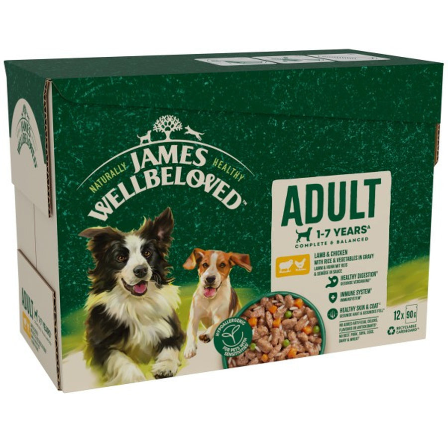 James Wellbeloved Adult Lamb & Chicken in Gravy Pouch 12x90g