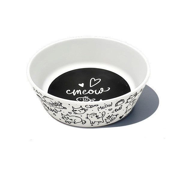 Tarhong Black & White Meow Small Bowl 1.5 Cups