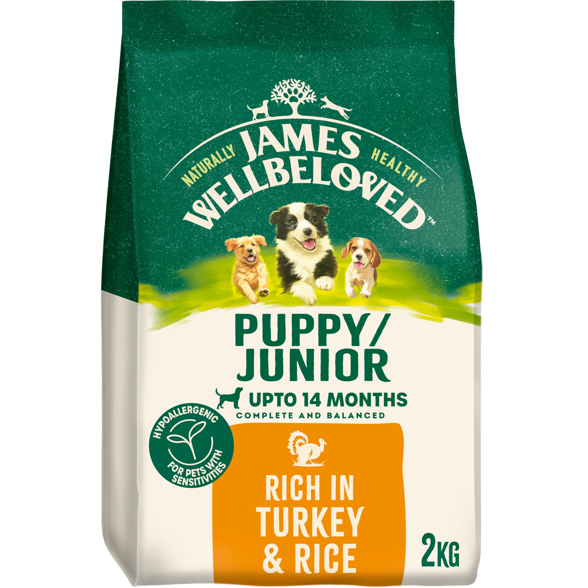 James Wellbeloved Turkey & Rice Kibble Puppy/Junior 2kg