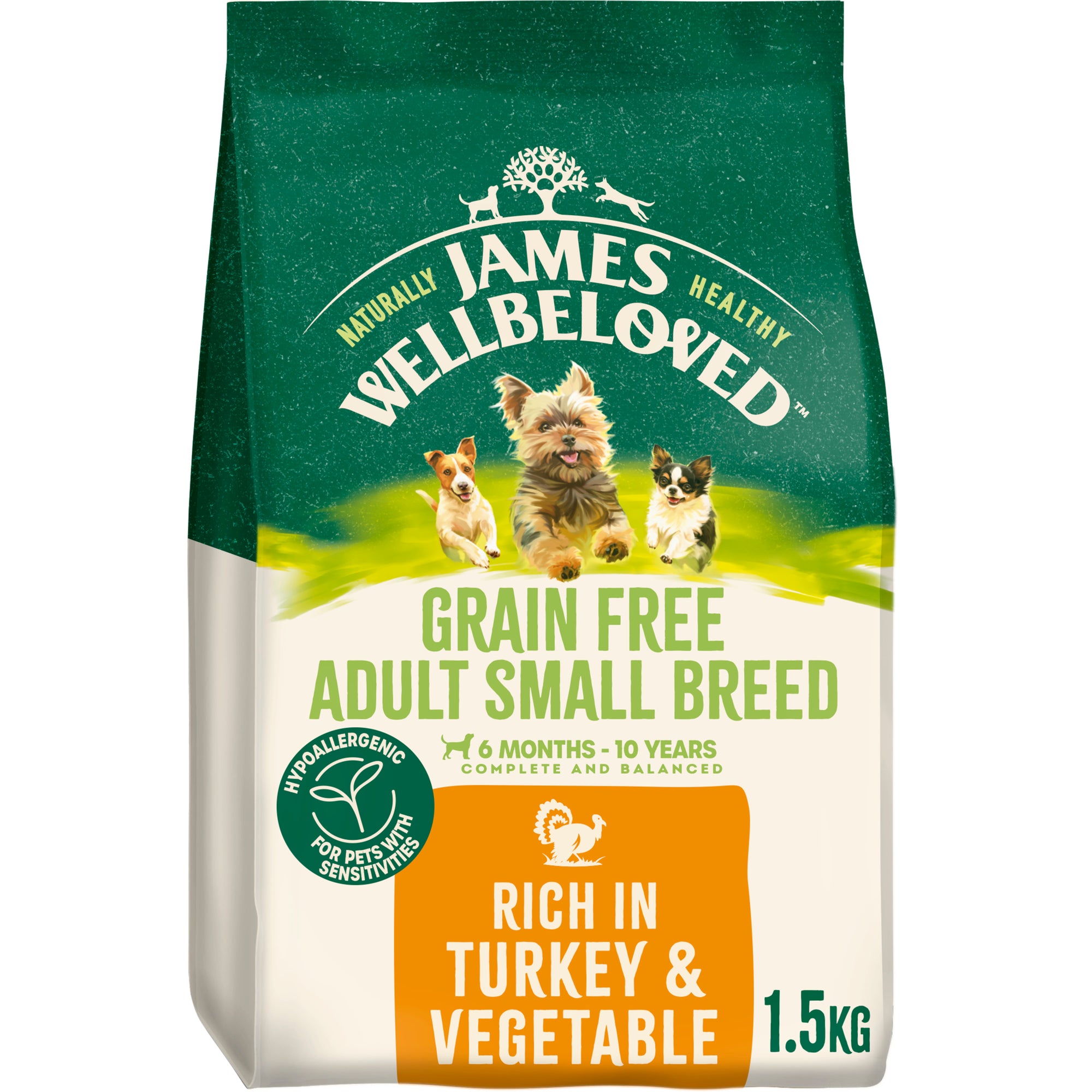 James Wellbeloved  Dog Adult Grain Free Small Breed Turkey 1.5kg