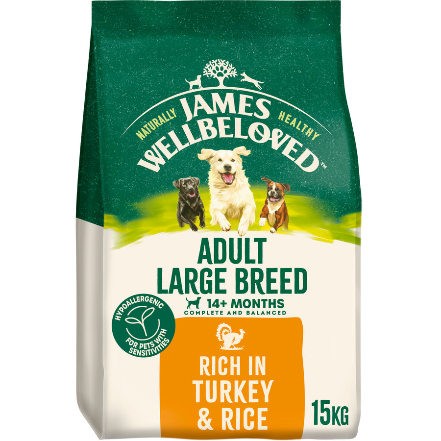 James Wellbeloved Turkey & Rice Kibble Adult Large Breed 15kg