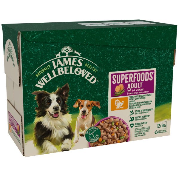 James Wellbeloved Superfood Adult Turkey in Gravy Pouch 12x90g