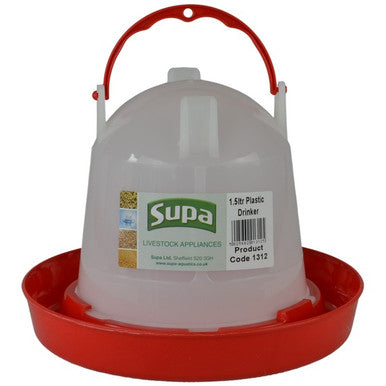 Supa Red and WhitePlastic Poultry Drinker 1.5L