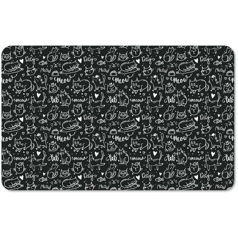 Tarhong Black & White Meow Print Pet Placemat
