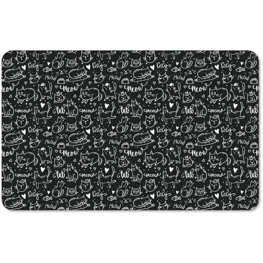Tarhong Black & White Meow Print Pet Placemat
