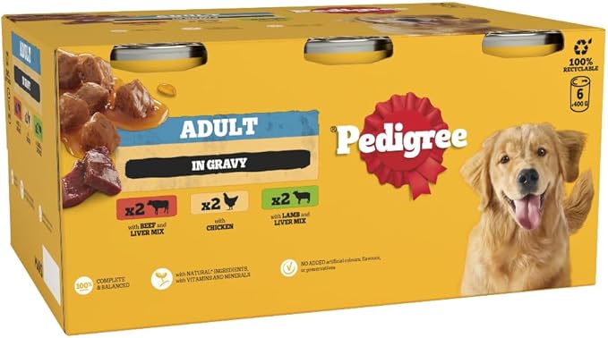 Pedigree Tins in Gravy Mixed 6x400g