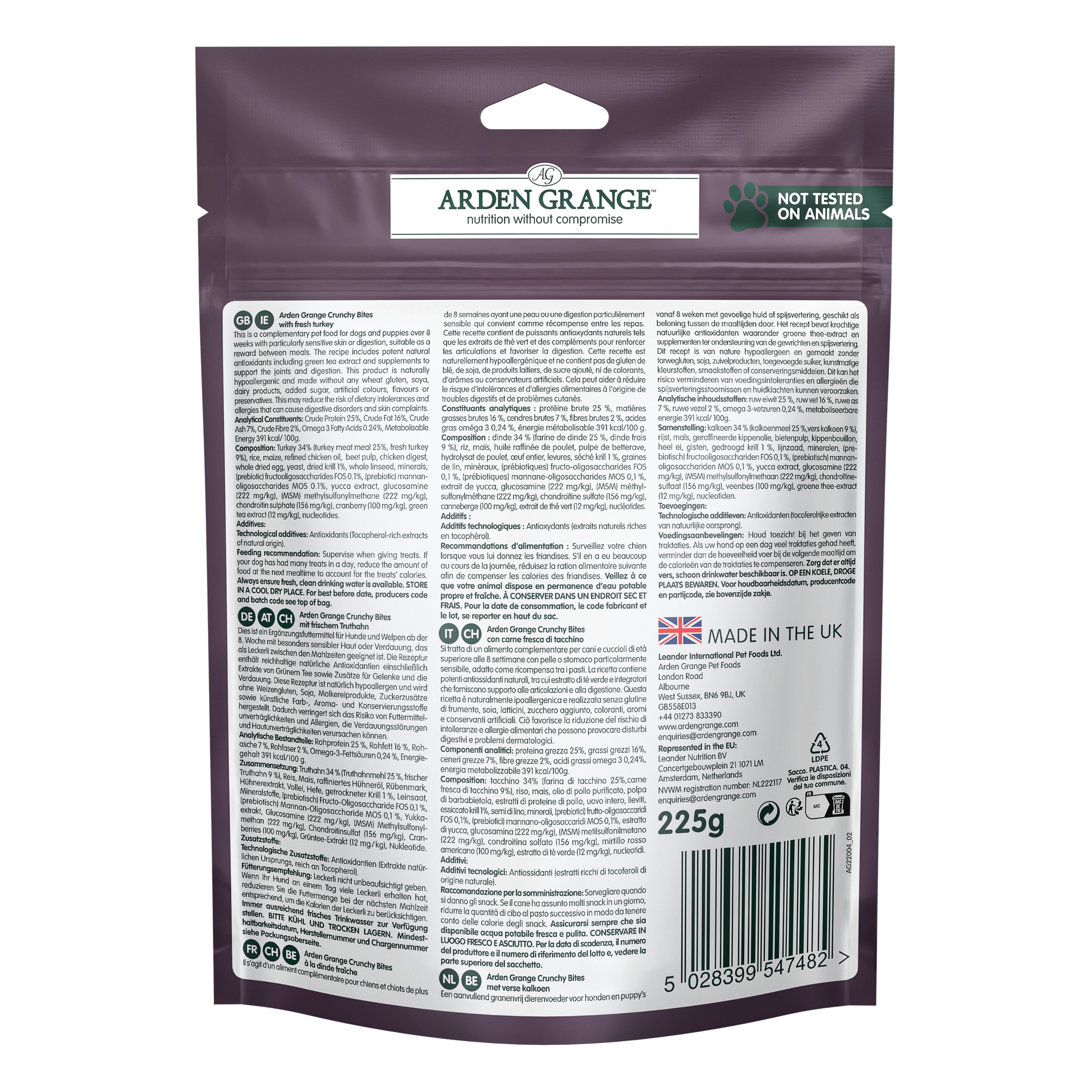Arden Grange Crunchy Bites Turkey 225g
