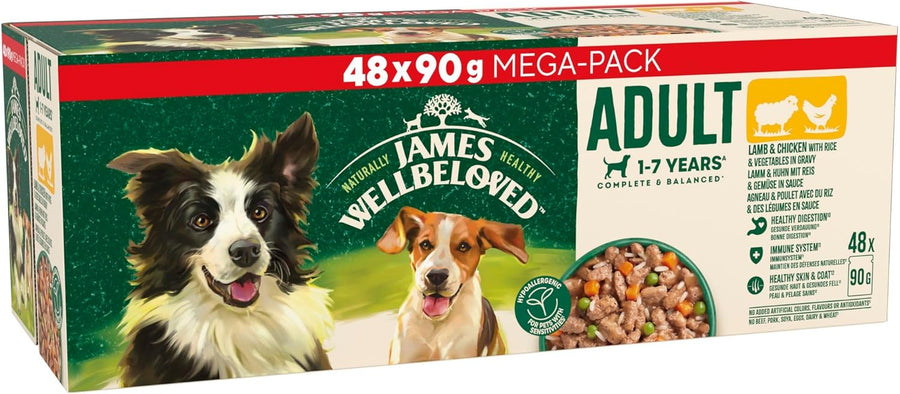 James Wellbeloved Adult Lamb In Gravy Pouch 48x90g
