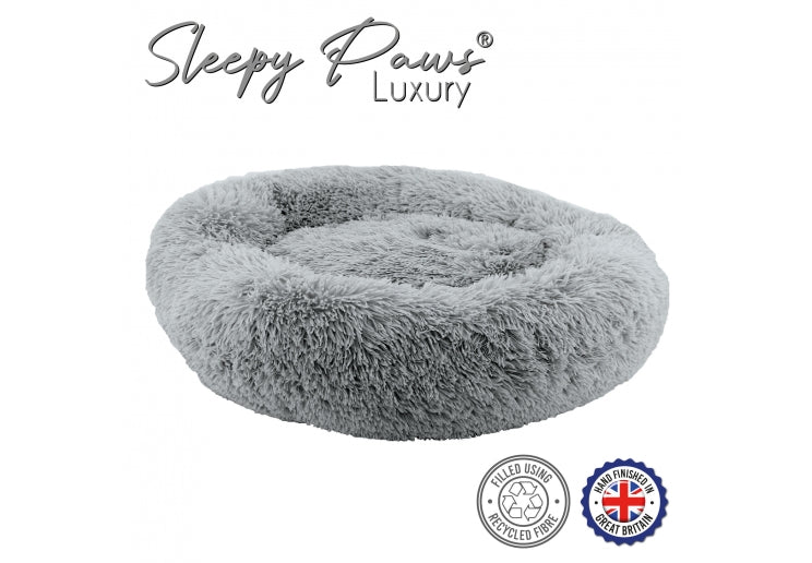 Sleepy Paws Super Plush Donut Bed 70cm Slate Grey