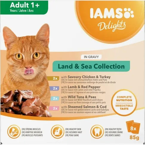 Iams Delights Adult Land & Sea Collection In Gravy 8x85g