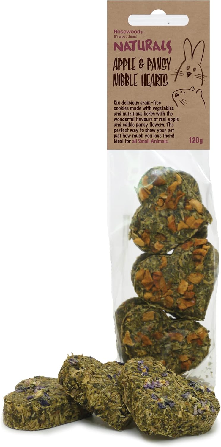 Rosewood Naturals Apple & Pansy Nibble Hearts 6 Pack