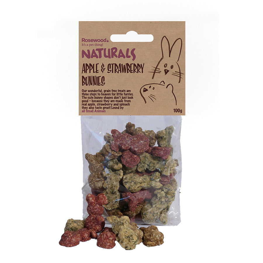 Rosewood Naturals Apple & Strawberry Bunnies 100g