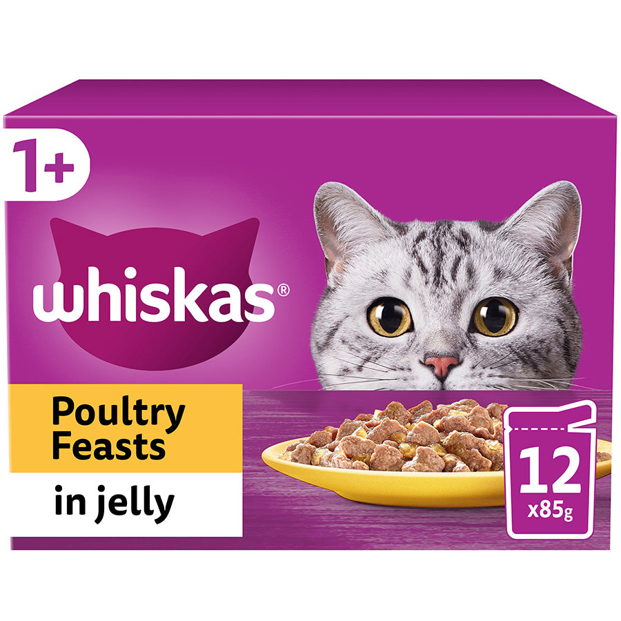 Whiskas Adult 1+ Poultry Feasts in Jelly Pouches 12x85g