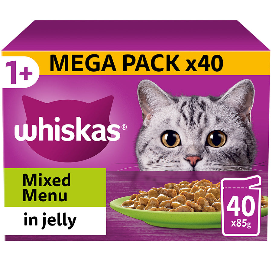 Whiskas Adult 1+ Mixed Menu in Jelly Pouches 40x85g
