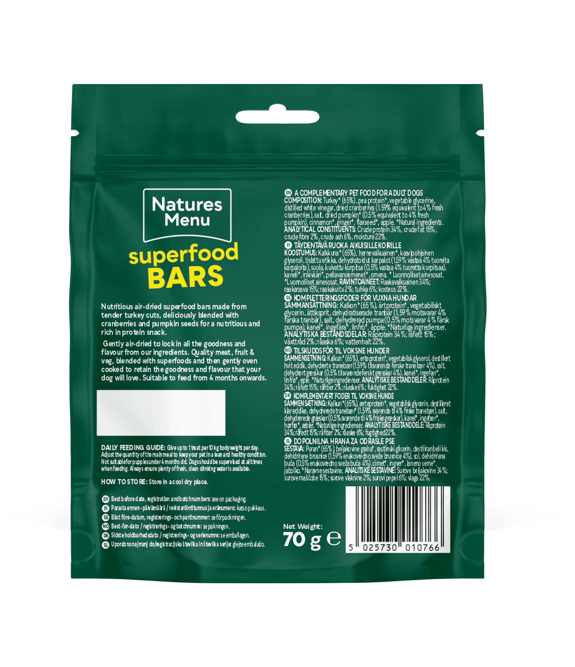 Country Hunter Superfood Bars Turkey Cranberries & Pumpkin 70g