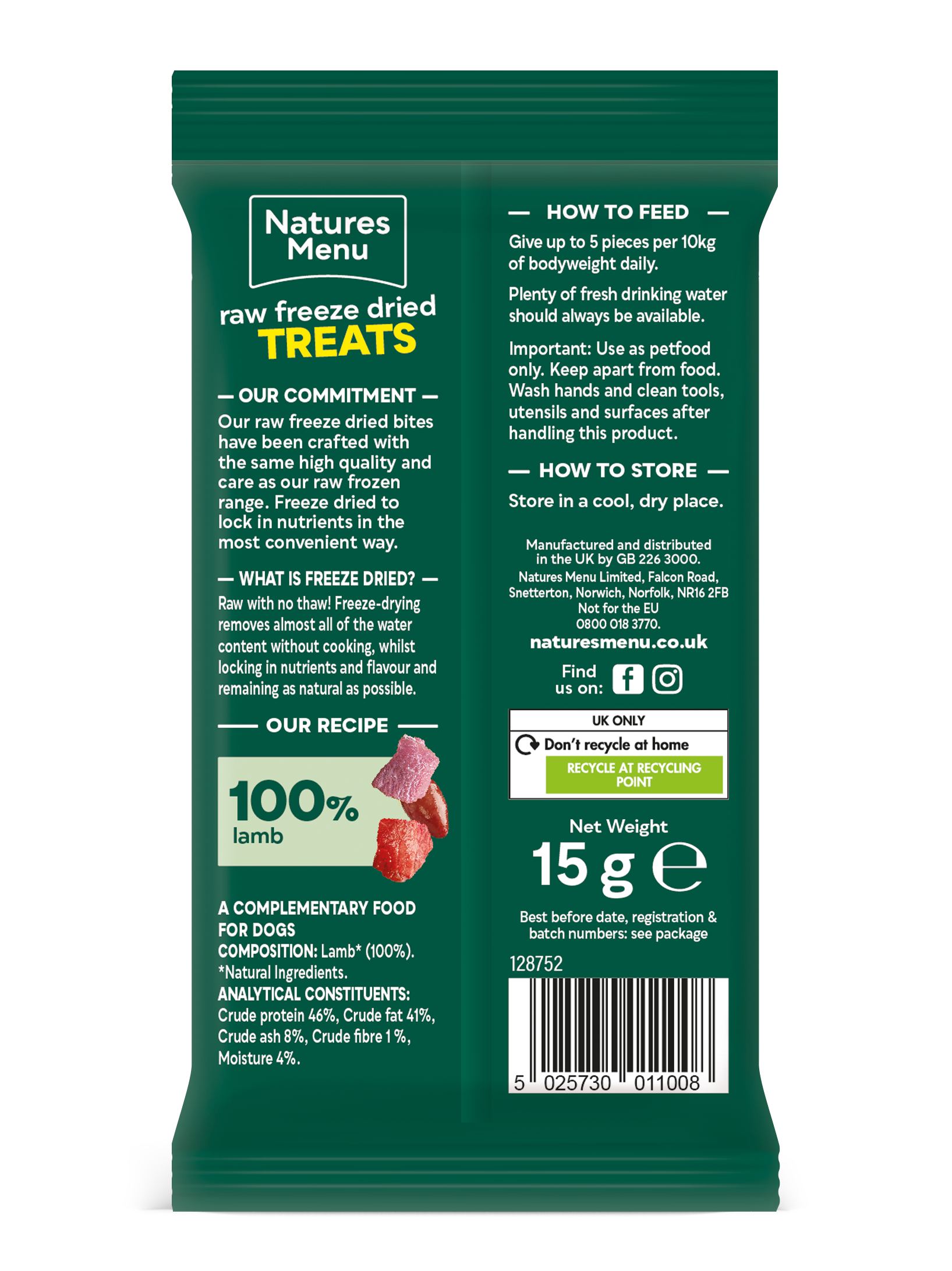 Natures Menu Freeze Dried Lamb Meat Bites 15g