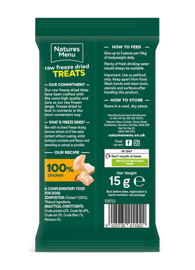 Natures Menu Freeze Dried Chicken Meat Bites 15g