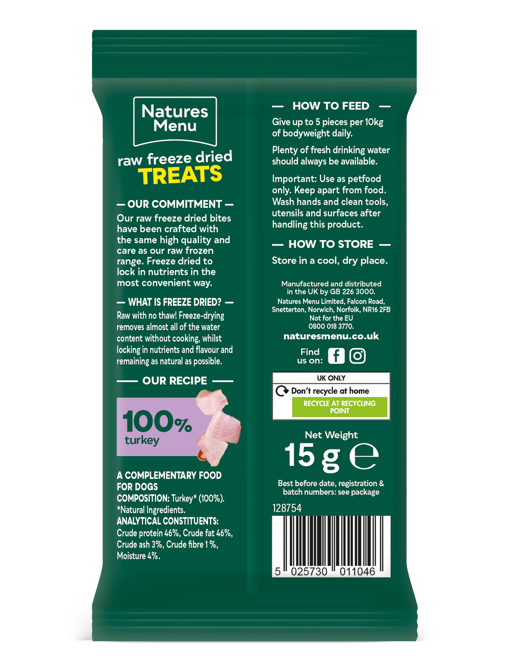 Natures Menu Freeze Dried Turkey Meat Bites 15g