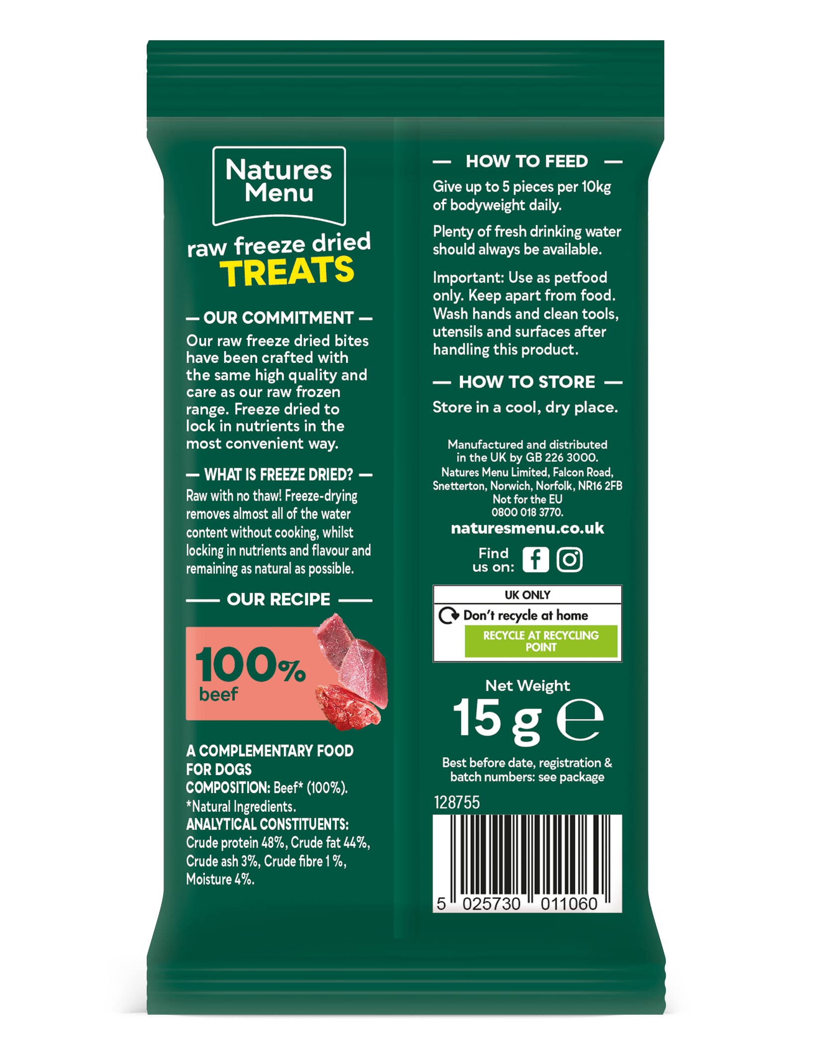 Natures Menu Freeze Dried Beef Meat Bites 15g