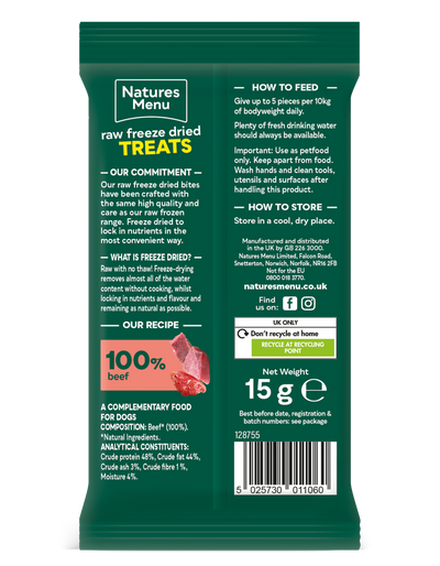 Natures Menu Freeze Dried Beef Meat Bites 15g