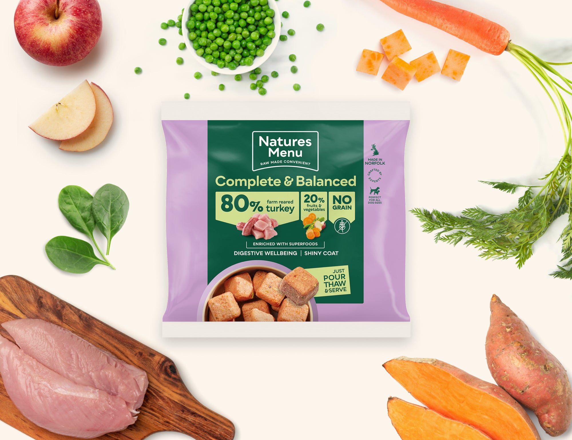 Natures Menu Raw Meal Nuggets 80/20 Turkey 1kg