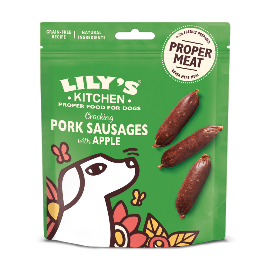 Lily's Kitchen Dog Cracking Pork And Apple Sausages For Dogs 70g