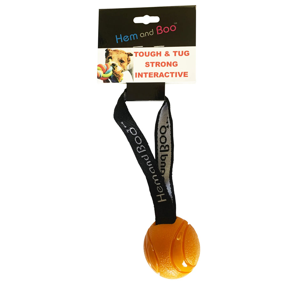 X Tough ball on webbing with handle