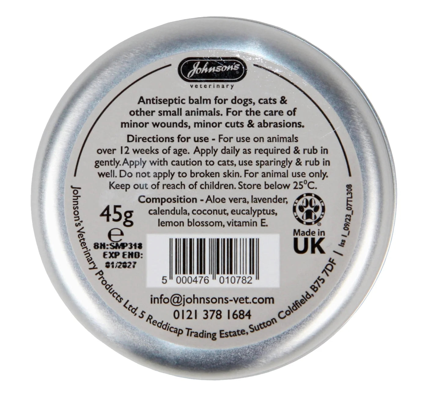 Johnson's Antiseptic Balm For Dogs, Cats & Small Animals 45g