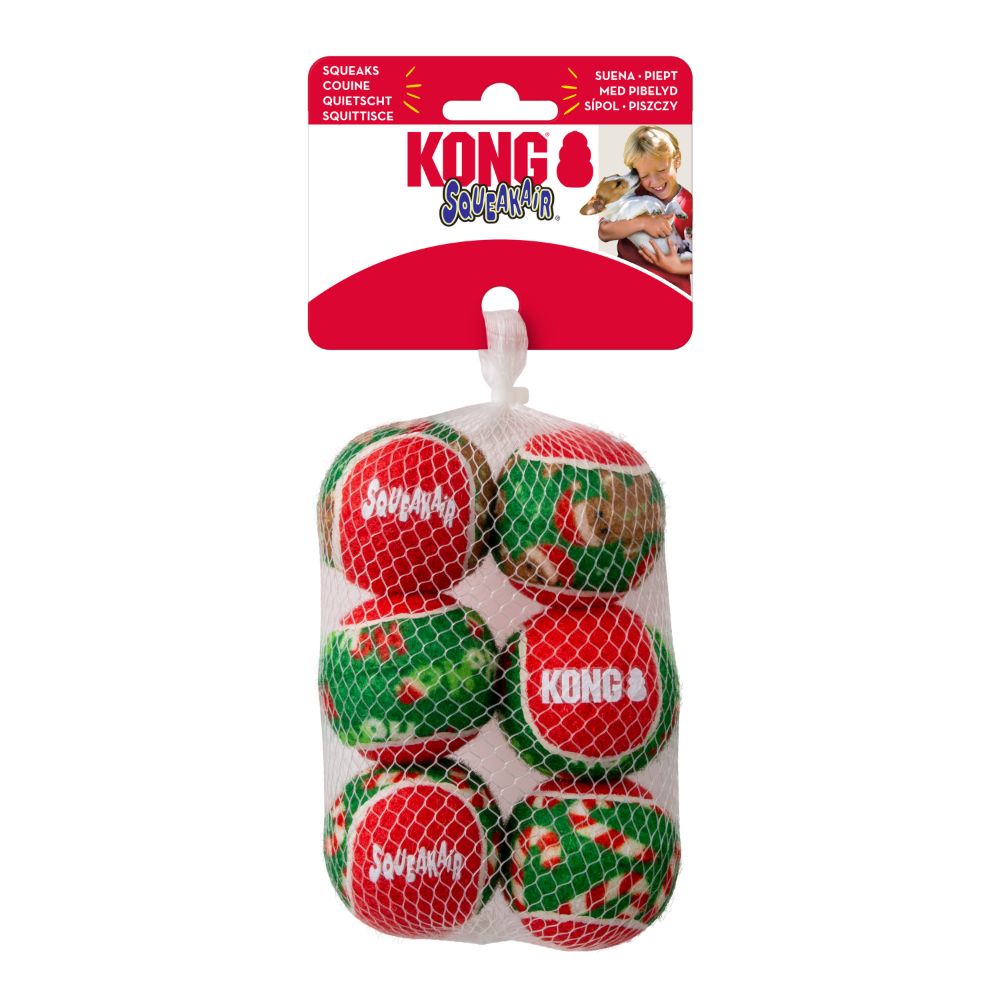 KONG Holiday SqueakAir Balls 6pk Small