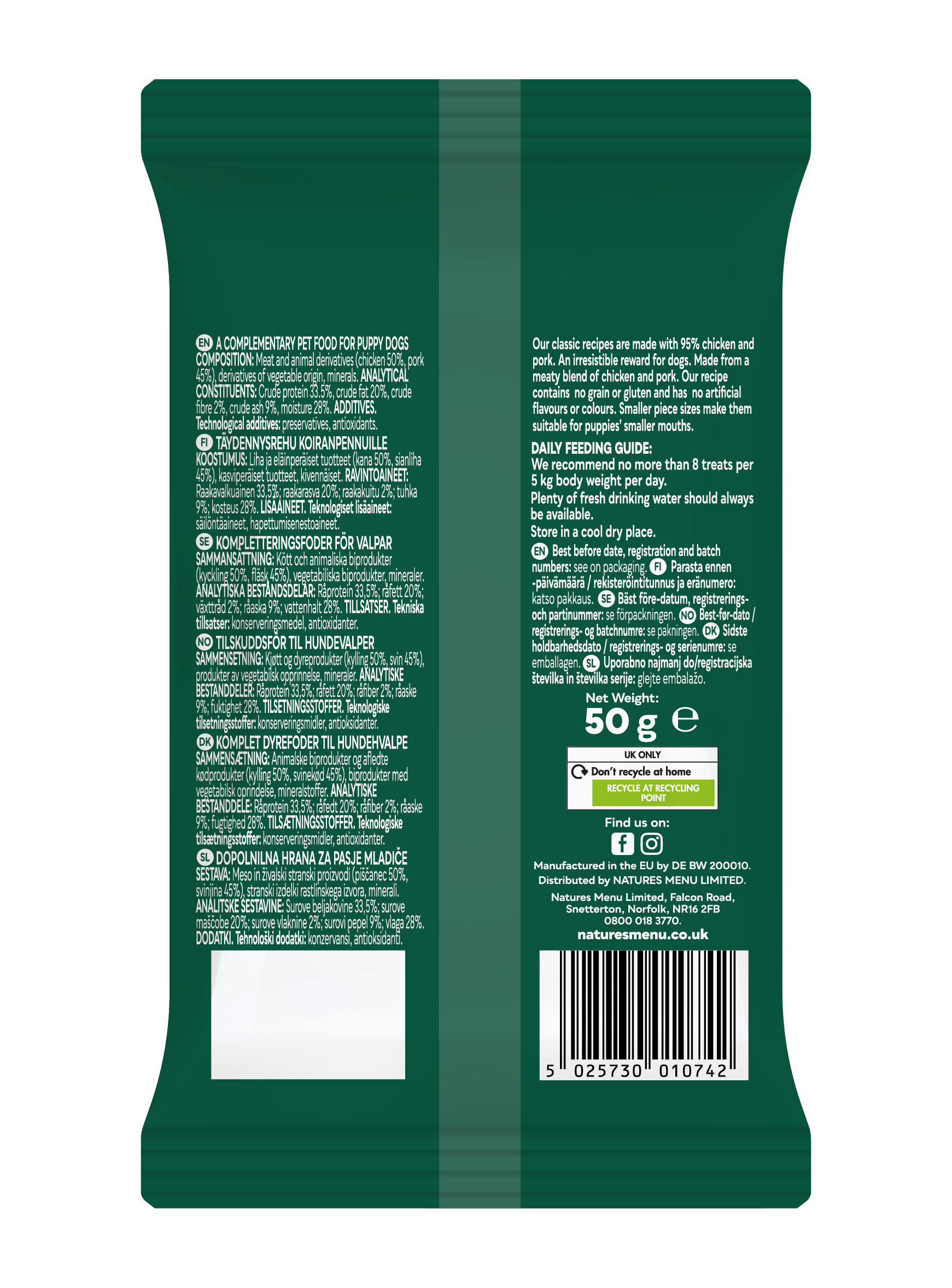 Natures Menu Chicken Puppy Treats 50g