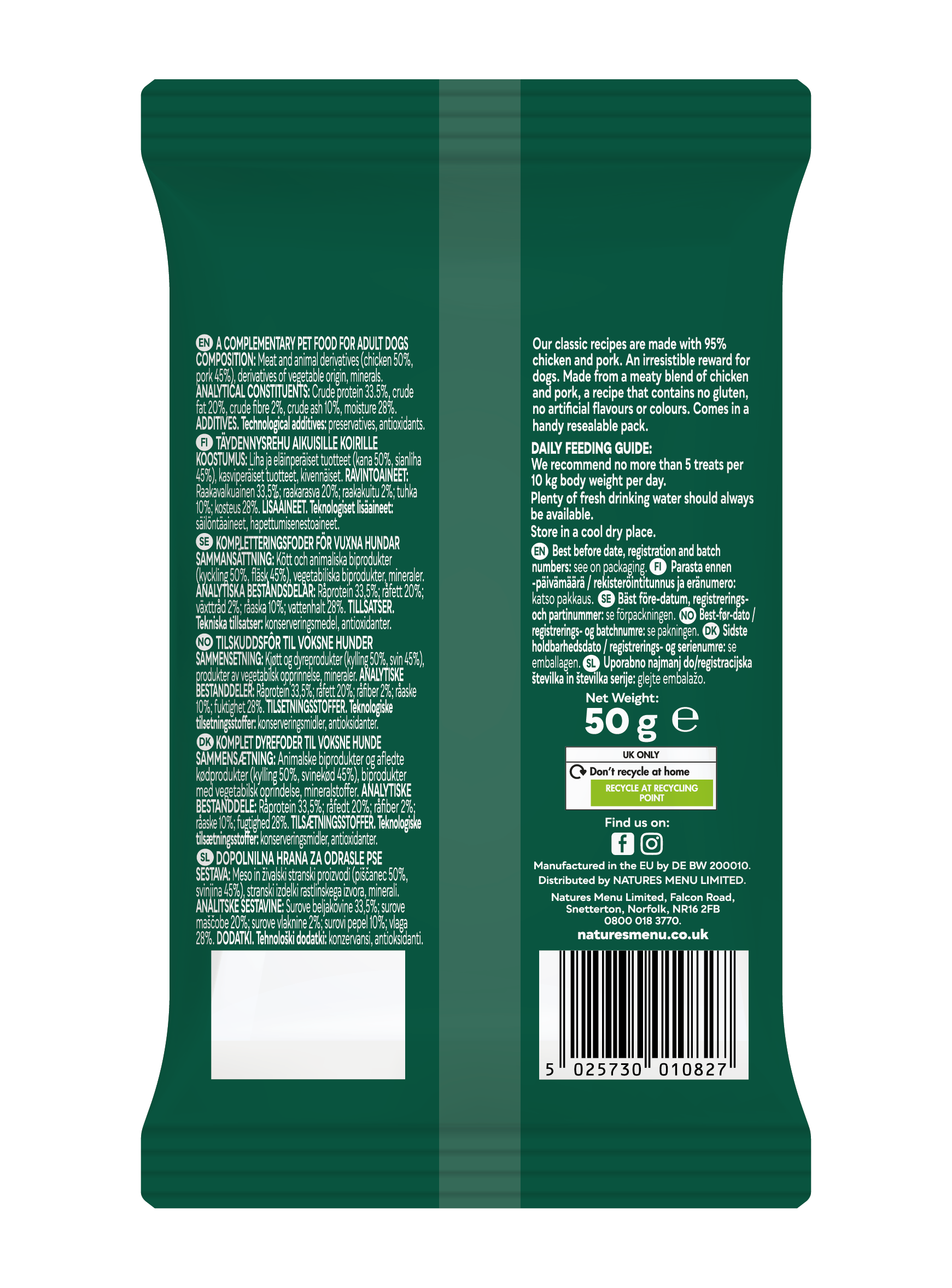 Natures Menu Meaty Treat Chicken & Pork 50g