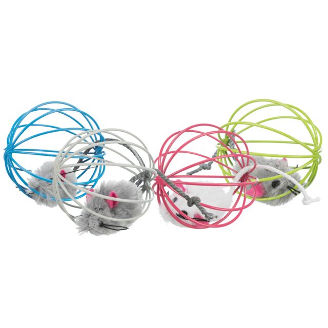 Trixie Plush Mouse In A Wire Ball 6cm