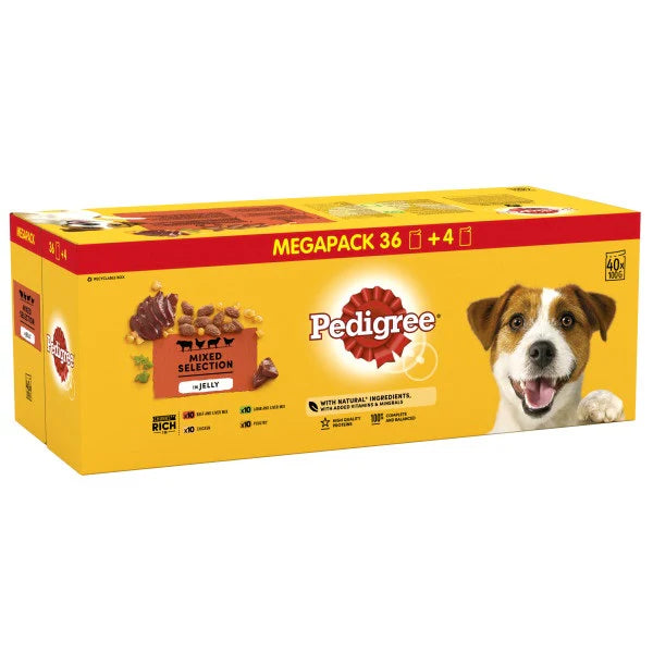 Pedigree Pouch Mixed Selection In Jelly 100g 40 For 36