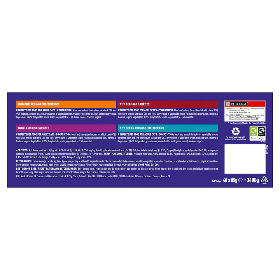 Purina One Adult Cat Mixed Variety Selection 40x85g