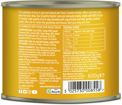 Natures Menu Country Hunter Tins Duck & Turkey 600g