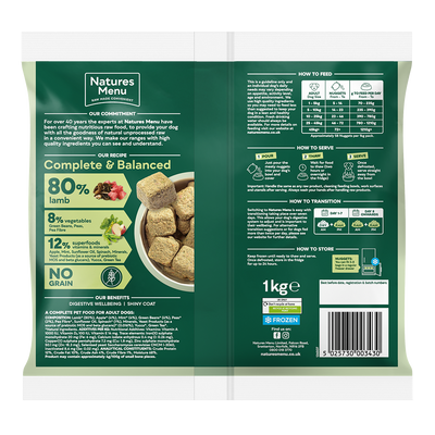 Natures Menu Raw Meal Nuggets 80/20 Lamb 1kg