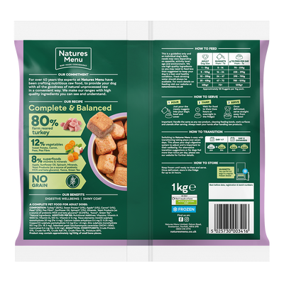 Natures Menu Raw Meal Nuggets 80/20 Turkey 1kg