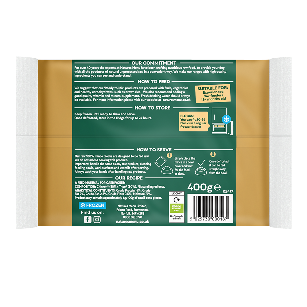 Natures Menu Mince Chicken And Tripe 400g