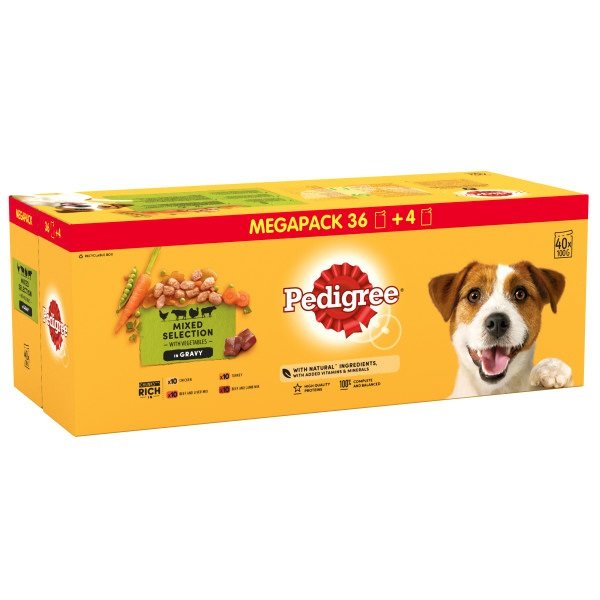 Pedigree Pouches Mixed Selection in Gravy 40 for 36 x 100g Mega Pack