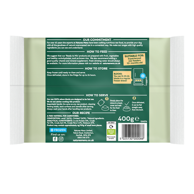Natures Menu Raw Lamb & Chicken Block 400g