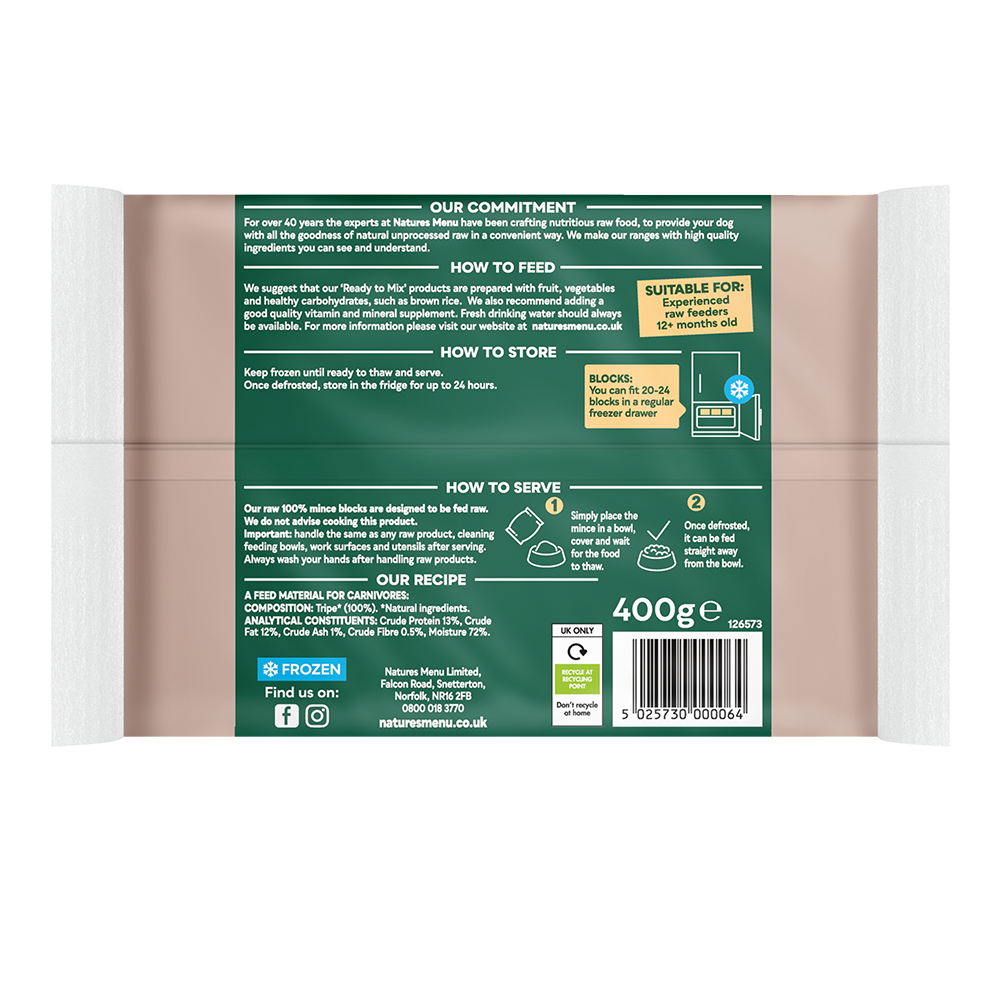 Natures Menu Mince Tripe 400g