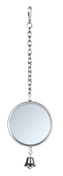 Mirror with metal frame, chain/bell,